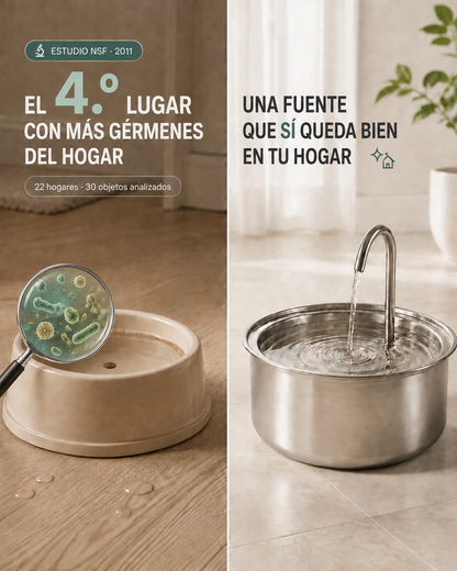 Fuente de Agua para Gatos Acero Inoxidable 2,2 L