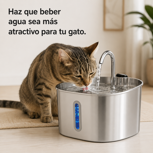 Fuente de Agua para Gatos Acero Inoxidable 2,2 L