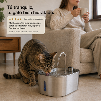Fuente de Agua para Gatos Acero Inoxidable 2,2 L
